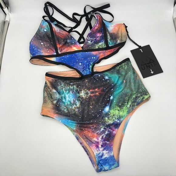 New UNIF Oh Dang Galaxy Print Bodysuit/Swimsuit - Size S - Picture 2 of 8
